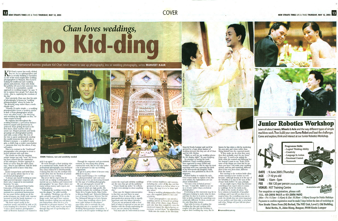 New Straits Times, Life & Times May 2005: 'Chan Loves Weddings, No Kid-ding'